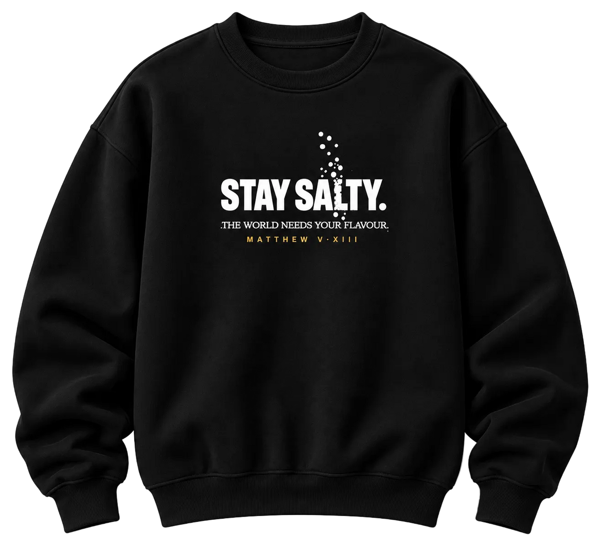 Stay Salty. Kids Crewneck, Black