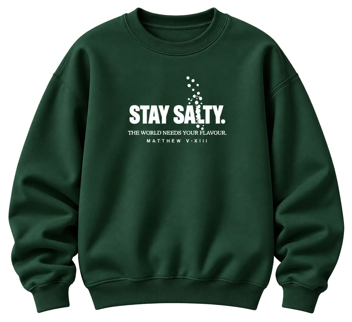 Stay Salty. Kids Crewneck, Forest green