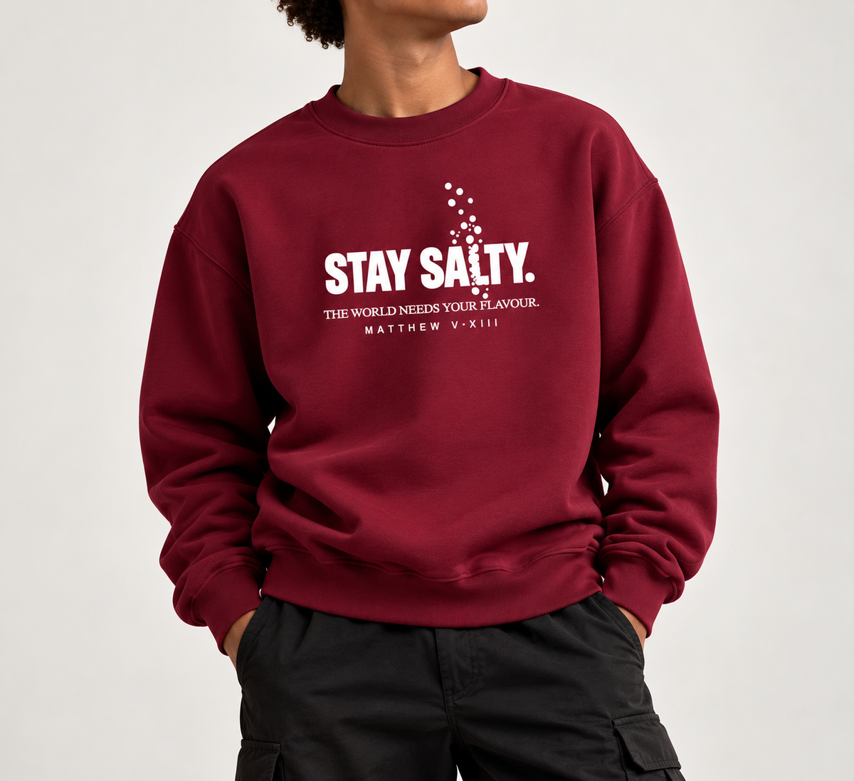 Stay Salty. Kids Crewneck, Maroon, Forest green, pink, black, natural heather